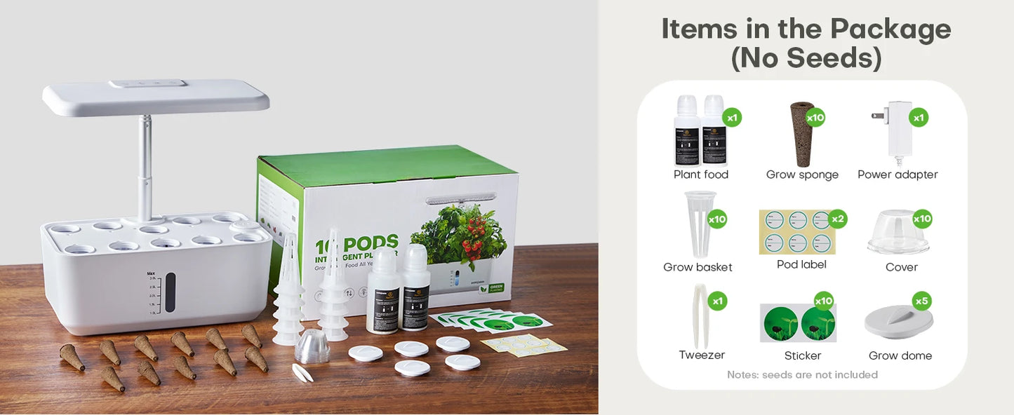 10-Pod Countertop Hydroponic Garden – Effortless Growing, Fresh Harvests Year-Round!