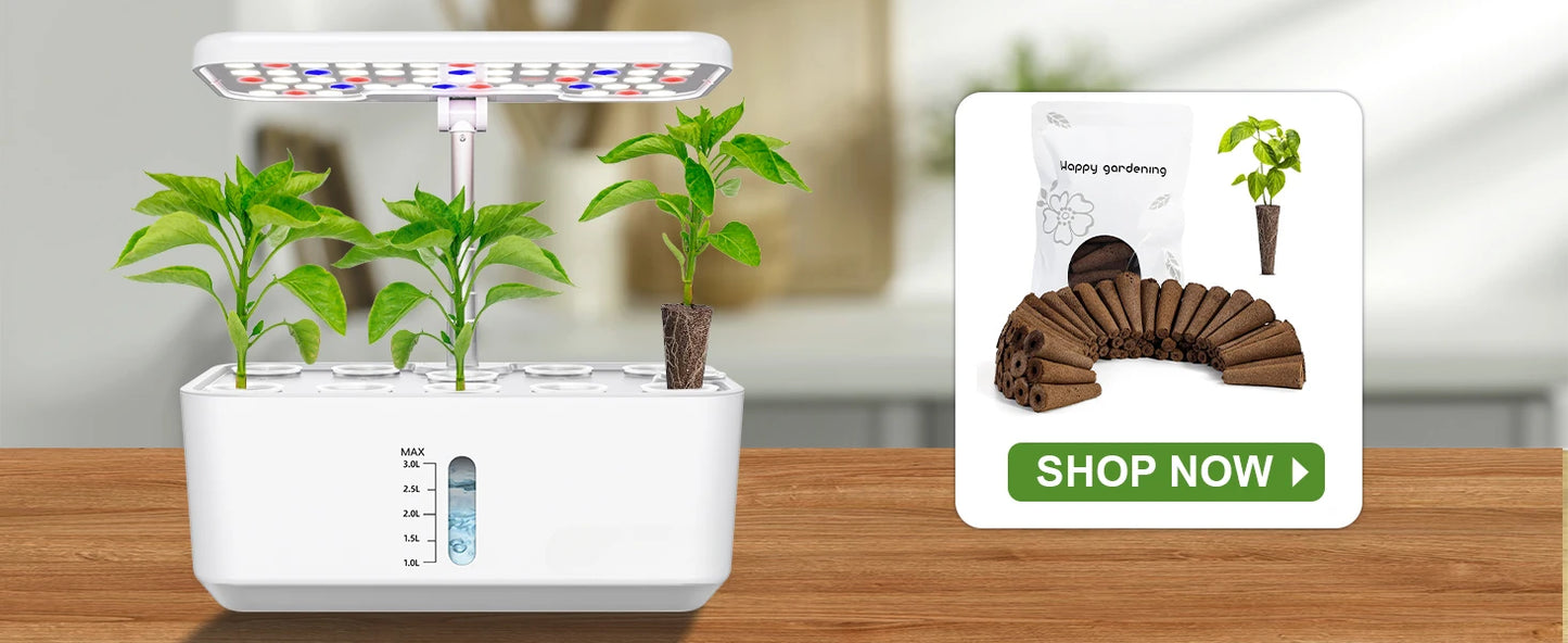10-Pod Countertop Hydroponic Garden – Effortless Growing, Fresh Harvests Year-Round!