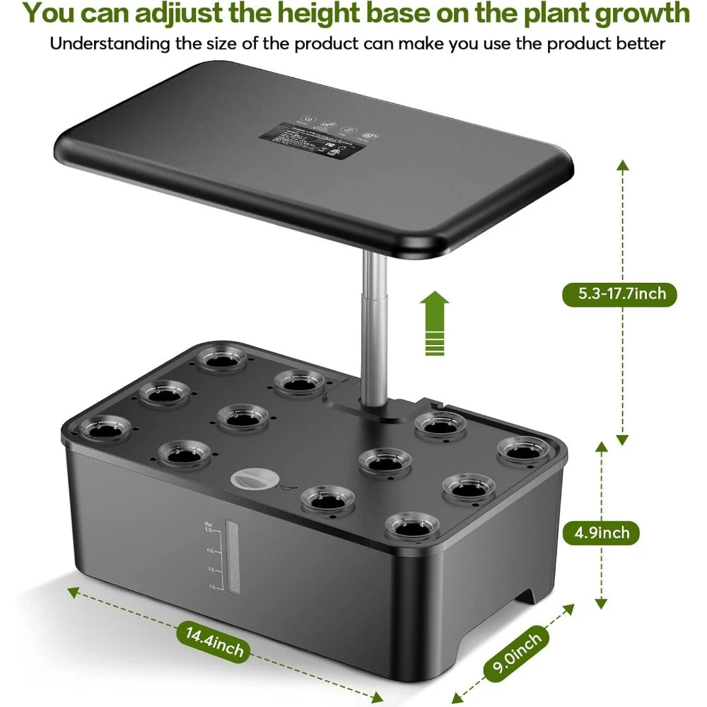 Indoor Hydroponic Garden Kit with Adjustable Grow Light - 12 Pod