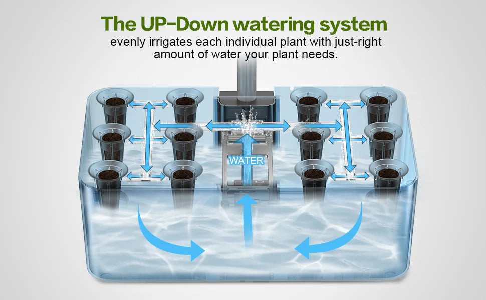 Indoor Hydroponic Garden Kit with Adjustable Grow Light - 12 Pod