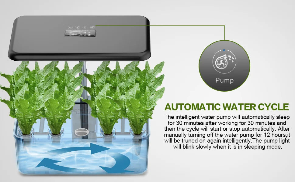 Indoor Hydroponic Garden Kit with Adjustable Grow Light - 12 Pod