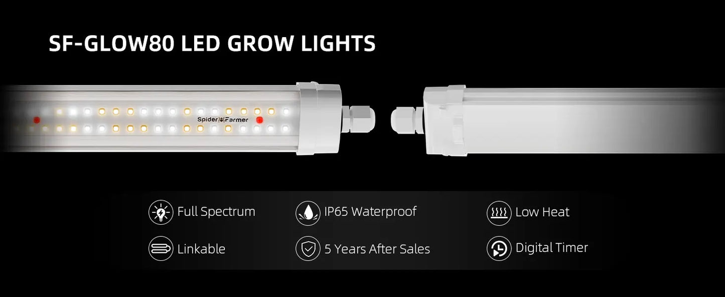 SPIDER FARMER GLOW80 LED Grow Lights – Full Spectrum Sunlike Lighting for Your Plants (Because They Deserve Better)